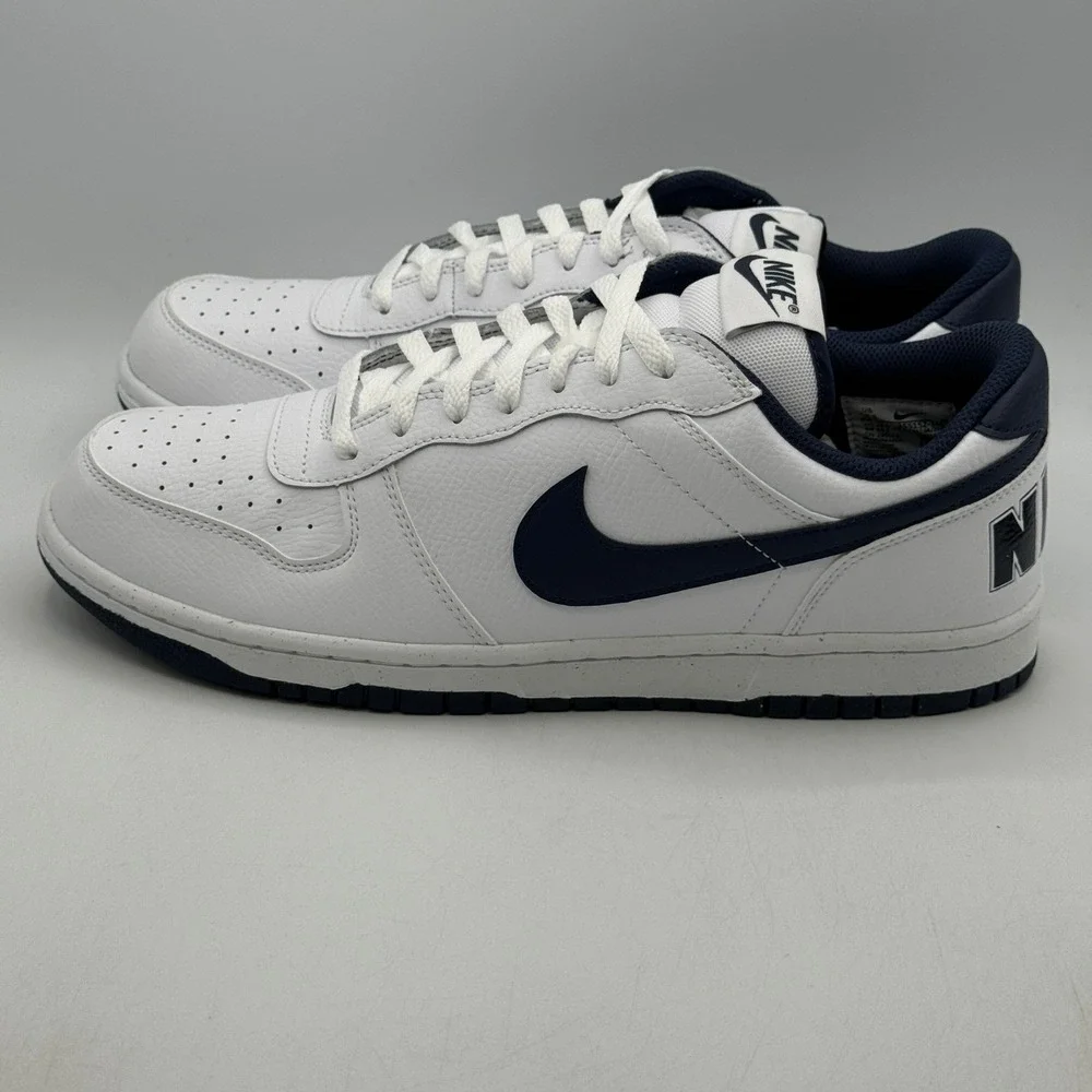 Nike Big Nike Low Shoes Mens Size 11.5 White Midnight Navy Basketball 355152-140